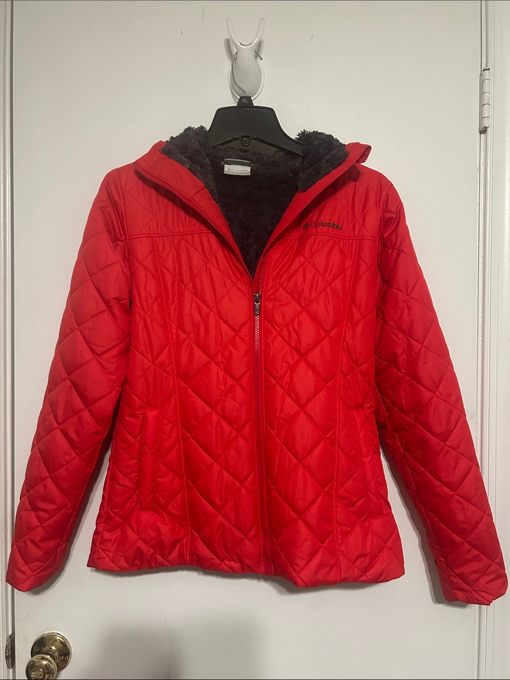 Columbia Women's Red Quilted Hooded Puffer Jacket